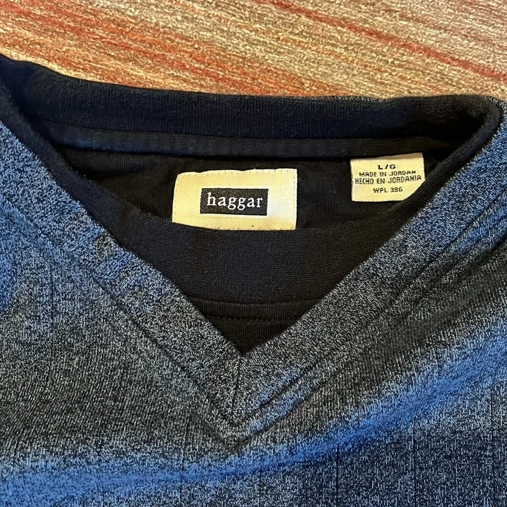 Haggar Mens Mock V-Neck Ribbed Sweater